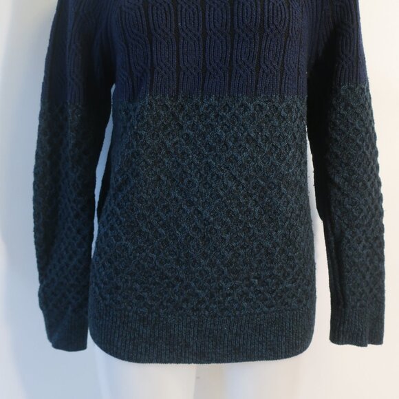 Womens Proenza Schouler Blue Black Marled 100% Wool Mock Neck Sweater S SIZE: SM - Picture 9 of 14